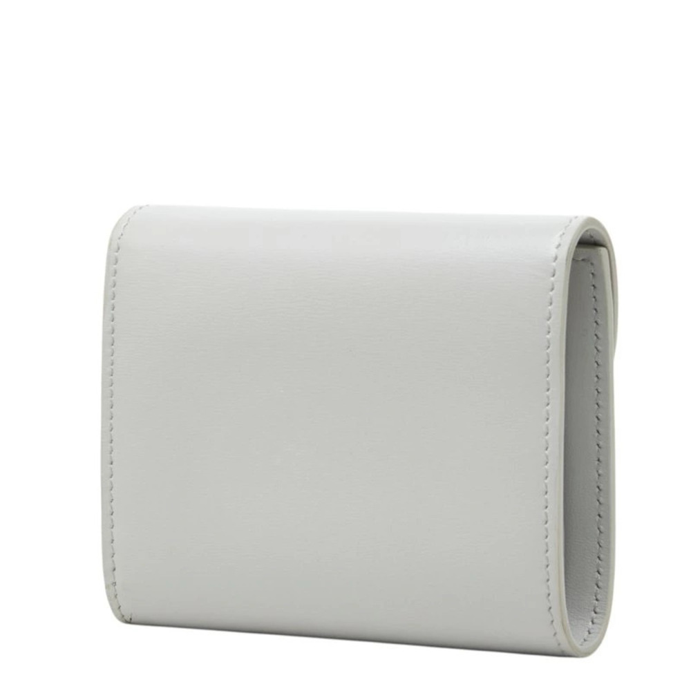 Celine Flap Triomphe Wallet Leather Gray fold Tri Gray